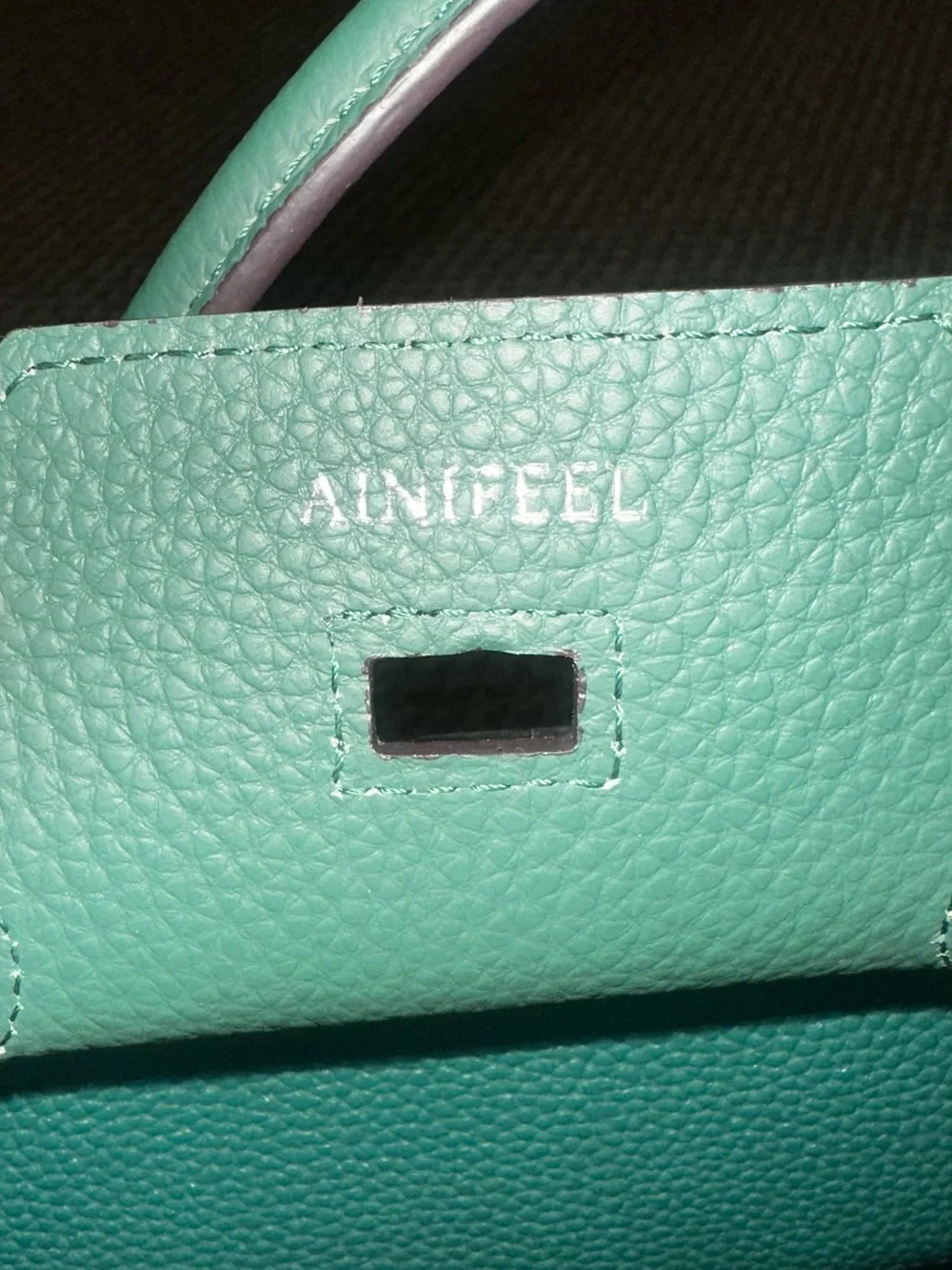 Ainifeel Structured Green Leather Top-Handle Satchel